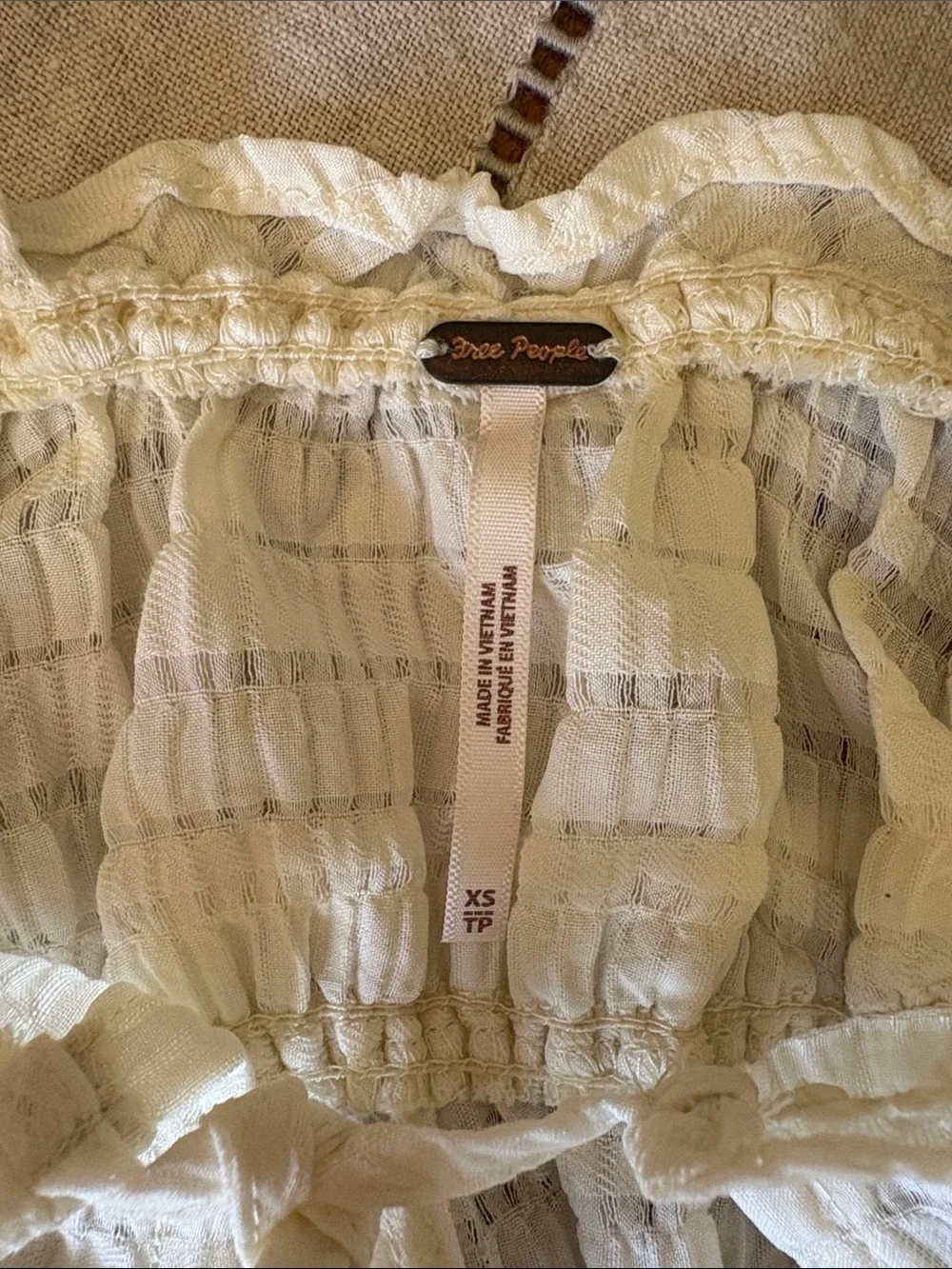 NWT Free People Hailey Ivory Blouse Long Sleeve Crop XS